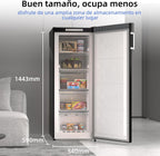 CHiQ Congelador Vertical No frost 166L,FSD166NE4E, Cajones XL, Control de Temperatura Electrónico, Puertas Reversibles, Silencioso, Ice Box, Color Inox Negro, Clase Energética E