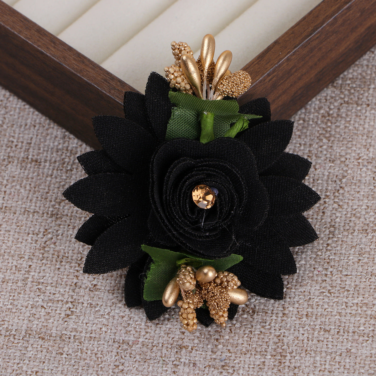 Layered Lotus Fabric Flower with Stamen Accent - Product Detail Photo 4