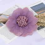 Layered Dahlia Fabric Flower with Fringe Center - Navy blue 10cm
