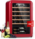 Klarstein Weinkühlschrank, Getränkekühlschrank Schmal, Kühlschrank mit Glastür, Getränkekühlschränke Freistehend, Weinkühlschrank Klein, Weinkühlschränke 1 Zone, UV-Schutz, 4-22 °C, 19 Flaschen
