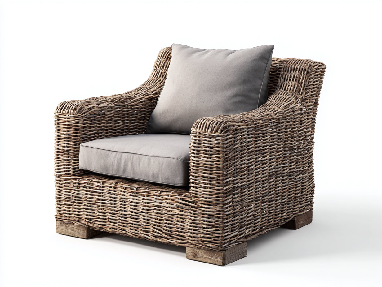 Sillones de ratán 80x75x85 cm - marrón-beige - diseño robusto con cojín para exterior