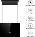 CIARRA CBCB4850 Campana Extractora en Isla sin Salida de Humos Clase A+++ 48cm 700m³/ h WiFi y Control Táctil Filtro de Carbón Incluido 4 Velocidades 2 Luces LED Negro