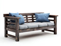 Bancos de jardín de madera 140x65x85 cm - marrón - 3 plazas - con cojines - diseño rústico