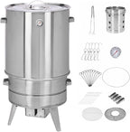Ahumador Barril Asador De Carne Material De Acero Inoxidable Asador De 360° Incluye Termómetro Y Recipiente para Cenizas 50 Cm De Diámetro Parrillero