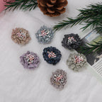 Sparkle Dahlia Fabric Flower with Bead Center - Blue 3cm