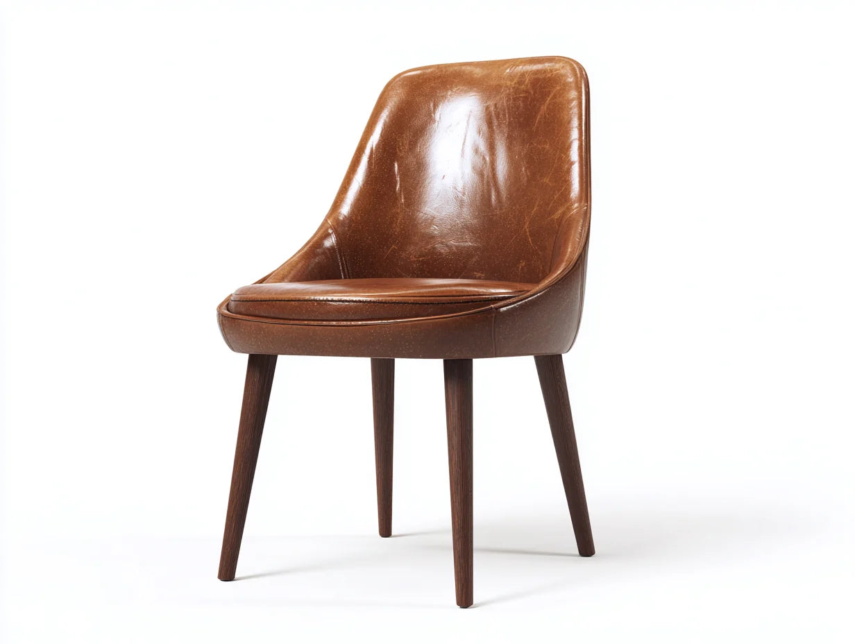 Sillas de comedor tapizadas en cuero sintético y madera maciza 52x58x82 cm - Marrón oscuro - Estilo vintage moderno