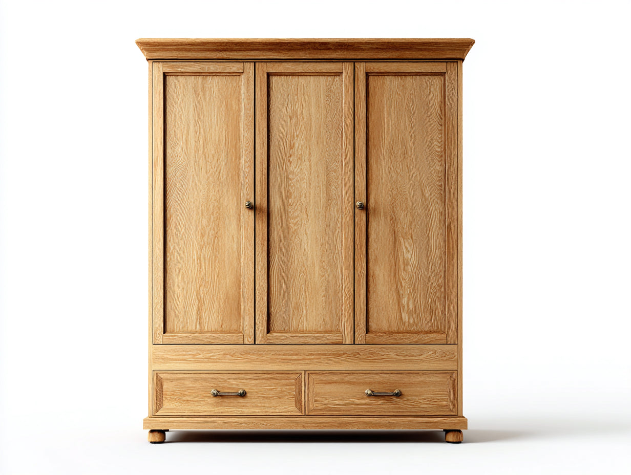 Armarios de tres puertas - madera engineered - 130x58x195 cm - marrón - diseño clásico para dormitorio