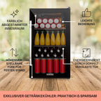 Klarstein Mini Kühlschrank mit Glastür für Zimmer, Getrnkekühlschrank mit Verstellbaren Ablagen, Kleiner 80 Liter, Indoor/Outdoor Kühlschrank Leise