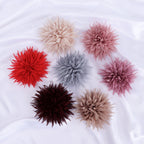 Spiky Petal Pom Fabric Flower Applique - Beige 8.5cm