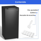 Congelador vertical independiente CHiQ, 145L de capacidad, congelación rápida, termostato ajustable, silencioso, puerta reversible, negro, clasificación energética E