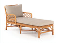 Tumbonas 180x70x82 cm - ratán marrón y cojín beige para exterior - estilo natural con reposabrazos