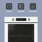 Candy Bake 600 CA6 N3T1HTW Horno Multifunción, 78L, Recetas a través de app hOn, 1 Bandeja y 1 Rejilla, Limpieza Hidrolítica, Convección + Ventilador, 9 Funciones, Ready UX, Blanco
