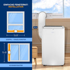 SereneLife Mini Klimaanlage mobil, 3-in-1 mobiles Klimagerät mit Abluftschlauch – Luftkühler, Luftentfeuchter & Ventilator, Air conditioner – 9.000 BTU, 1,5L Feuchtigkeit/Stunde, kühlt Räume bis 42 m2