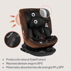 LIONELO Bastiaan RWF i-Size Silla de Coche para Bebé Giratoria 360° 0-36kg, Instalaciión Delantera y Trasera (18kg), ISOFIX TopTether, Reposacabezas y Respaldo Ajustables Protección Lateral