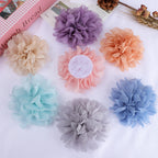 Layered Chiffon Pom Fabric Flower Applique - Pink 10CM