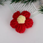 Knit Daisy Fabric Flower with Center Accent - Sky Blue 4cm
