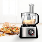 Bosch MultiTalent 8, Robot kuchenny z tarczą do frytek i młynkiem do ziaren, 1250 W, duża misa 3,9 l, mikser 1,5 l, wyciskarka do cytrusów, wyświetlacz LED, MC812M844, biały, szczotkowana stal