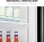 Bomann Kühlschrank mit Glastür | Getränkekühlschrank abschließbar | 6 höhenverstellbare Ablagen | 30kg je Ablage | 347 Liter | Kühlschrank groß | Flaschenkühlschrank m. LED-Licht | KSG 7351 schwarz