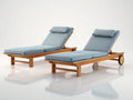 Tumbonas 200x72x88 cm - madera marrón y cojín azul claro para exterior - estilo moderno reclinable con ruedas