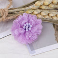 Mini Lace Mesh Fabric Flower with Bead Center - Black 4cm