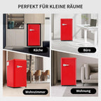 Merax Kühlschrank mit Gefrierfach, Kühl-Gefrierkombination, klein Kühlschrank mit 51L und Gefrierschrank 21L, Leise, LED, Glasablagen, Gemüsefach, Türablagen, für Küche, Wohnzimmer, Büro, Schwarz