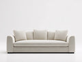 Sofá de tres plazas para salón 225 x 96 x 82 cm - marfil - asiento corrido con brazos redondeados