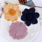 Layered Dahlia Fabric Flower with Fringe Center - Gray 10cm