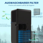 HOMCOM mobile Klimaanlage 3in1 9000BTU Timer Fernbedienung