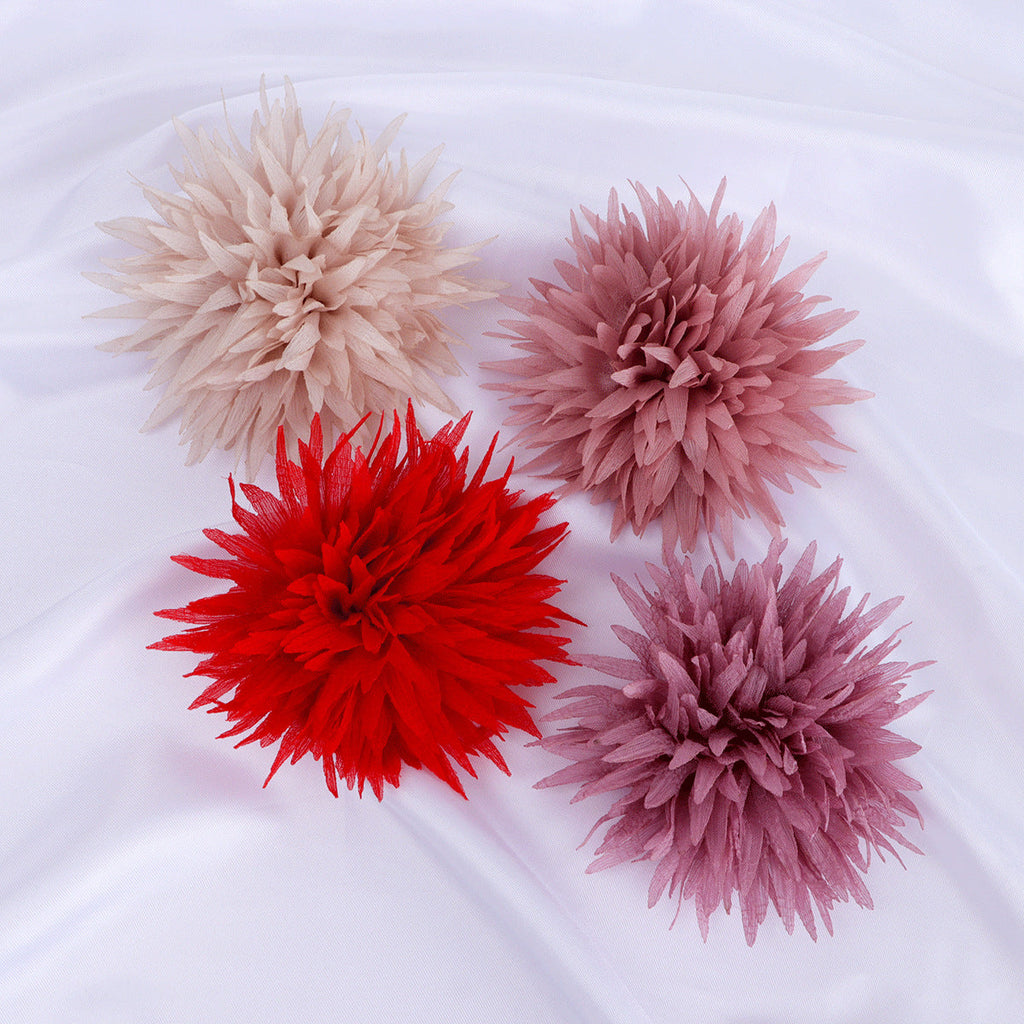 Spiky Petal Pom Fabric Flower Applique - Navy blue 8.5cm