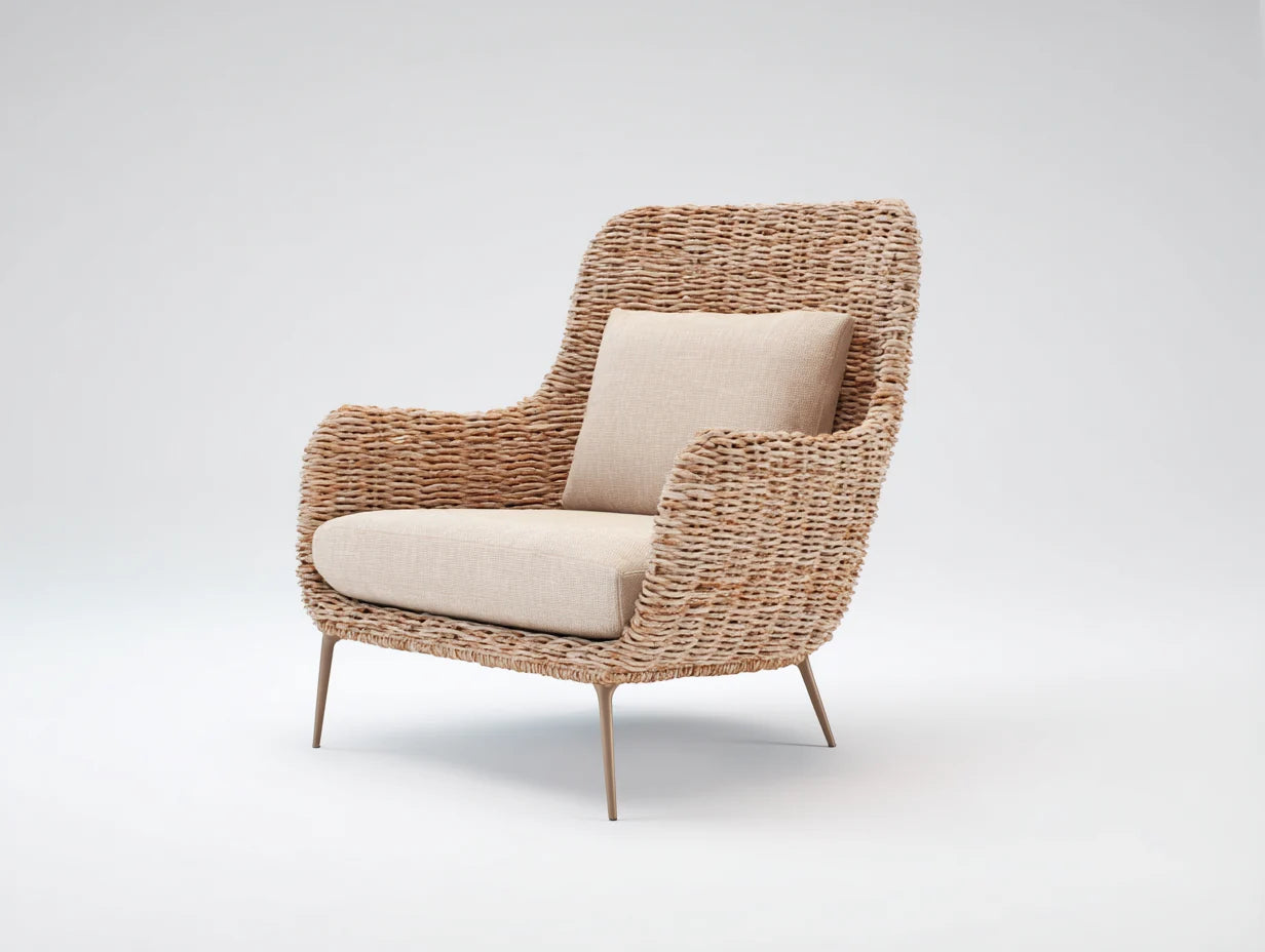 Sillones de ratán 82x78x88 cm - natural y beige - diseño moderno para exterior