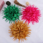 Spike Petal Pom Fabric Flower with Beads - Green 18CM