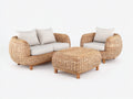 Sofás de exterior conjunto 2 plazas con sillón y mesa 150x75x80 cm natural-gris - ratán y madera - diseño moderno - para jardín