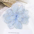 Sparkly Rhinestone Camellia Fabric Flower Applique - Product Detail Photo 2