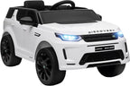 AIYAPLAY Coche Eléctrico para Niños de +3 Años con Licencia Land Rover Discovery Sport Carro Eléctrico Infantil con Batería 12V Mando a Distancia Arranque Lento Faros Bocina y Música Blanco