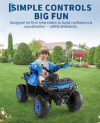 Garvee Quad Eléctrico Niño 12 V, Coche Eléctrico 4 Ruedas Todoterreno con 2 Motores, Mando a Distancia Parental, Suspensión, Faros LED, Música, Bluetooth, USB, Bandera Luminosa, a Partir de 3 años