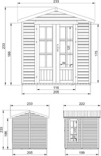 Caseta de Jardín de Madera con Tejas bituminosas Gris A233 x P222 x A233 cm, Oficina Caseta de Madera con Piso, Ventana, Puerta Doble, Cabaña de Jardín, Taller o Estudio de Jardín TIMBELA M351FB