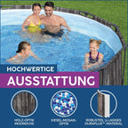 Bestway Steel Pro MAX Frame - Piscina Redonda (366 x 100 cm, Incluye Bomba de Filtro, Efecto Madera)