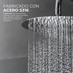 IMEX - Ducha Exterior Pared Acero Inoxidable | Ducha de Jardín Empotrable Exterior para Pared de Acero S.316 | Conjunto de Grifería con Agua Fría y Caliente para Piscina con Alcachofa | Serie Moscú