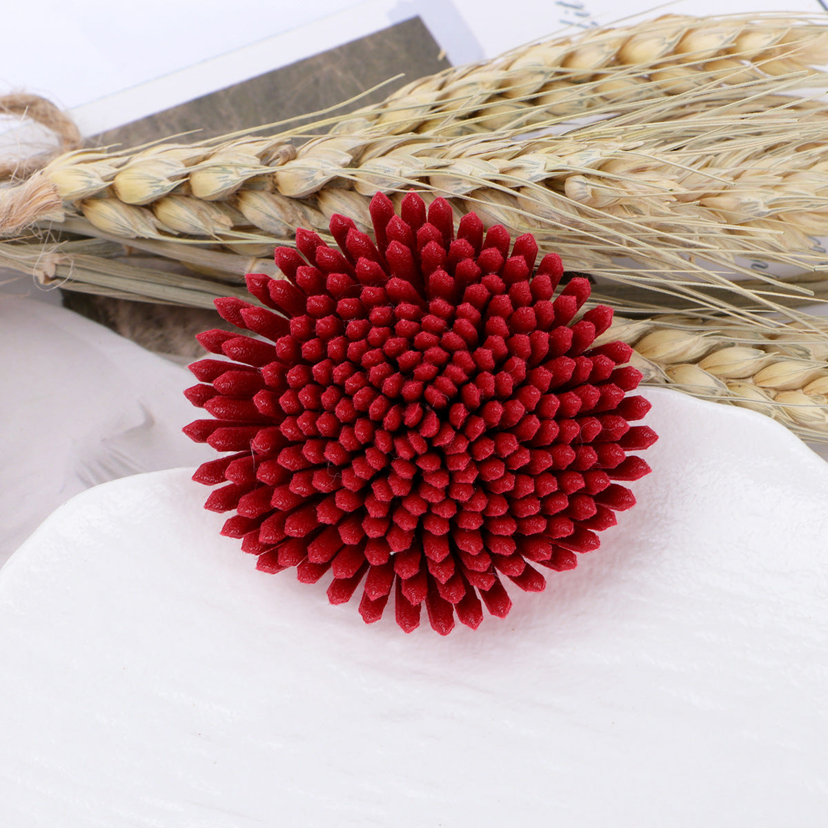 Textured Spike Pom Fabric Flower Applique - Product Detail Photo 2