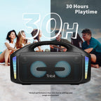 Tribit Bluetooth Lautsprecher StormBox Blast,Tragbarer Party Lautsprecher 90W Lauter Stereo Sound mit XBass LED-Lichtshow Bluetooth 5.3,Wasserdichter IPX7,TWS,30 Stunden Spielzeit für Draußen