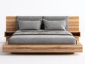 Camas dobles madera con cabecero integrado 210x170x95 cm - color gris y madera - diseño moderno con estantes para dormitorio