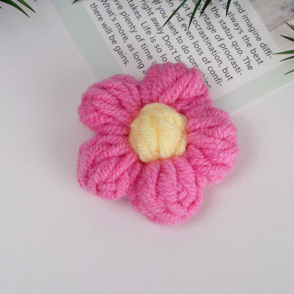 Knit Daisy Fabric Flower with Center Accent - Product Detail Photo 1