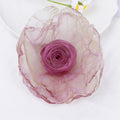 Raw Edge Organza Rose Fabric Flower Applique - White 9.5CM