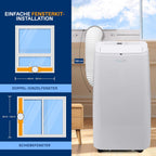 SereneLife Mini Klimaanlage mobil, 3-in-1 mobiles Klimagerät mit Abluftschlauch – Luftkühler, Luftentfeuchter & Ventilator, Air conditioner – 9.000 BTU, 1,5L Feuchtigkeit/Stunde, kühlt Räume bis 42 m2