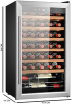 Cecotec Vinoteca 34 botellas Bolero grandsommelier 34030 inox compressor, 80 L, Enfriamiento por compresor, Temperatura regulable de 5 a 18ºC, Control táctil, Display, LED interior.