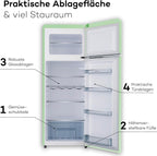 SCHOEPF – RKG218SG Kühl-Gefrierkombination – 211 L – Retro Design – LED-Beleuchtung – 39 dB – Grün/Mint – Höhenverstellbare Füße – Freistehend – Vintage Look