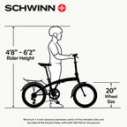 Bicicleta plegable Schwinn Loop para adultos, ruedas de 20 pulgadas, transmisión de 7 velocidades