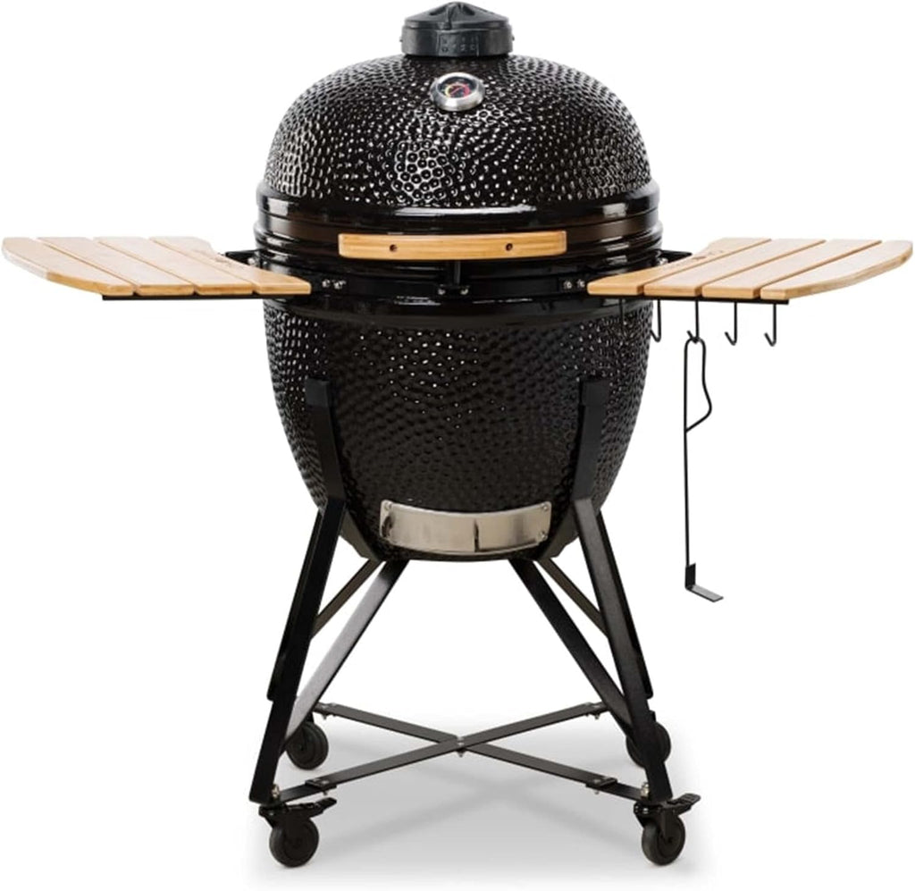 Kamado BONO BBQ Grande - ceramiczny grill Kamado z 6 dodatkami - grill BBQ Ø 59 cm z akcesoriami - czerwony Grill-wędzarnia na patio, balkon lub do ogrodu