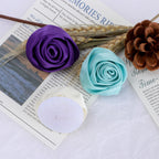 Satin Rolled Rose Fabric Flower Applique - Blue 4.5CM