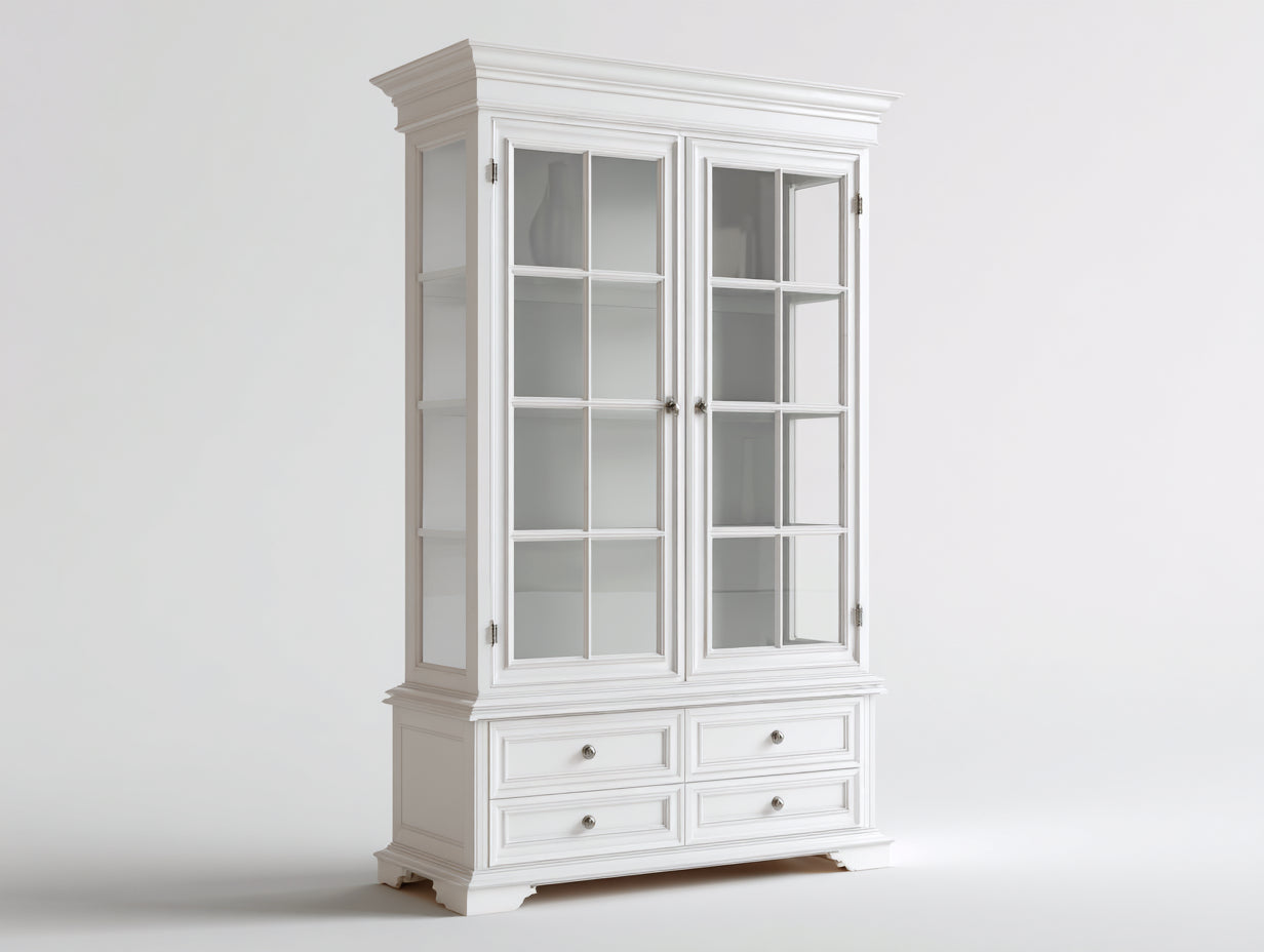Vitrinas madera vidrio 100x45x190 cm blanco vitrina clásica almacenamiento